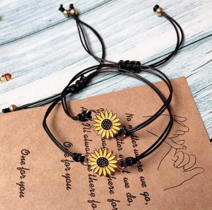 "Together forever" sunflower bracelet set