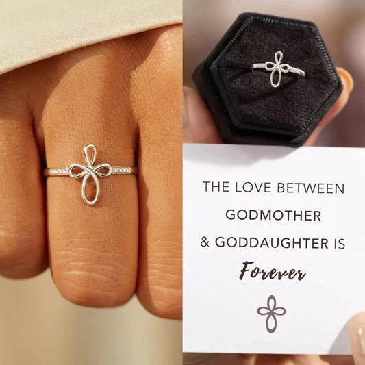 Mother & daughter - hollow cross flower ring