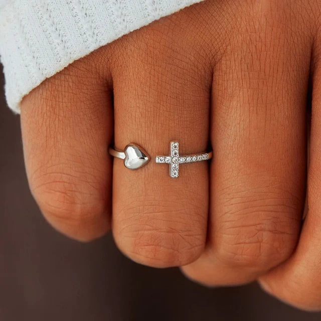 To my daughter - cross & heart ring