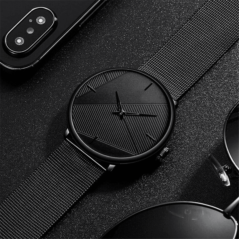 TimelessSimplicity - Men's Business Quartz Watch with Black Mesh Belt