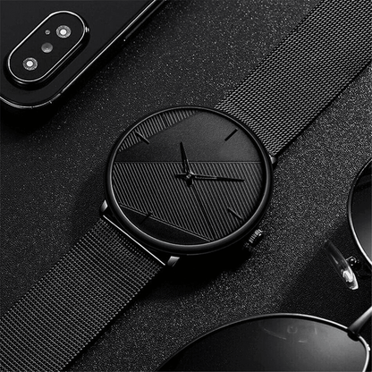 TimelessSimplicity - Men's Business Quartz Watch with Black Mesh Belt