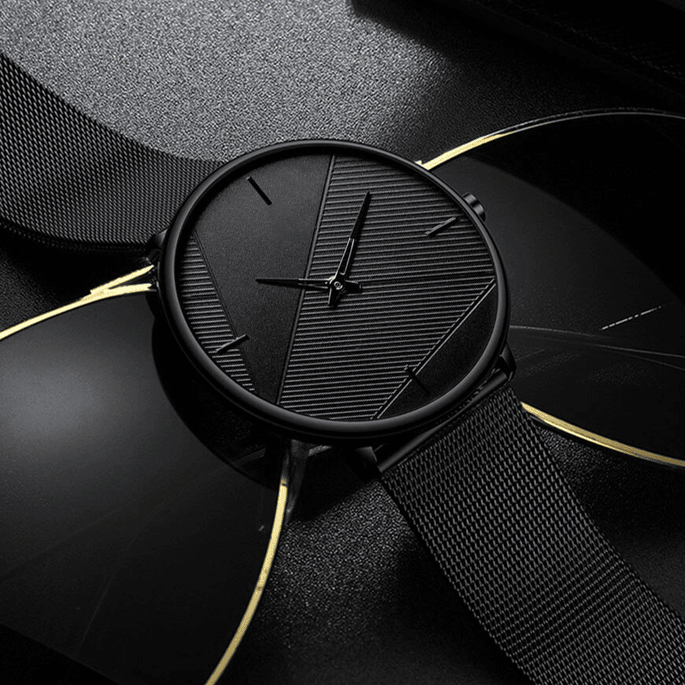 TimelessSimplicity - Men's Business Quartz Watch with Black Mesh Belt