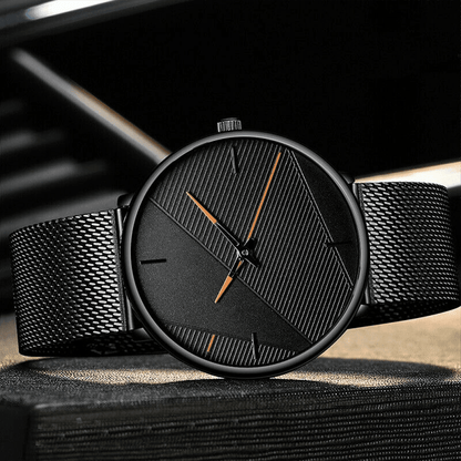 TimelessSimplicity - Men's Business Quartz Watch with Black Mesh Belt