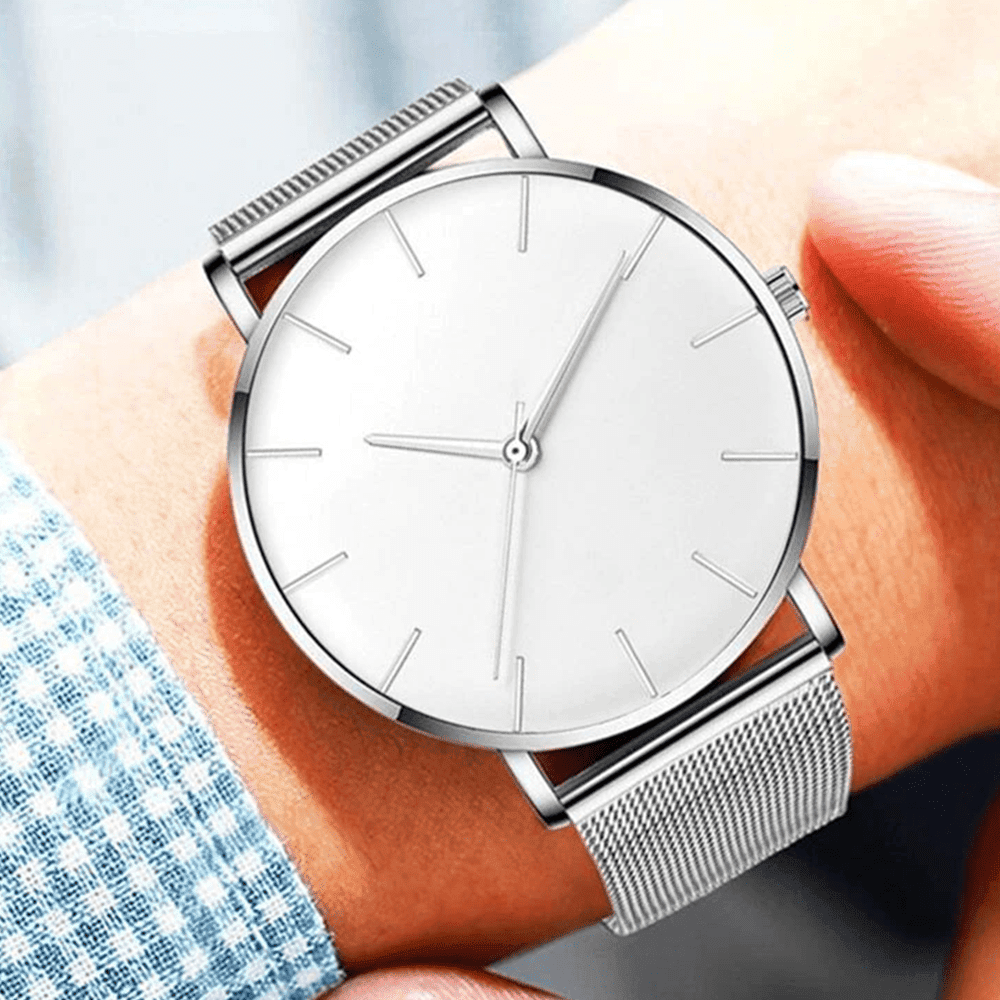 ModernLux - Minimalist Luxury Men's Watch with Stainless Steel Mesh Belt