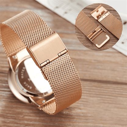 RefinedElegance - Waterproof Ladies Watch with Rose Gold Mesh Bracelet