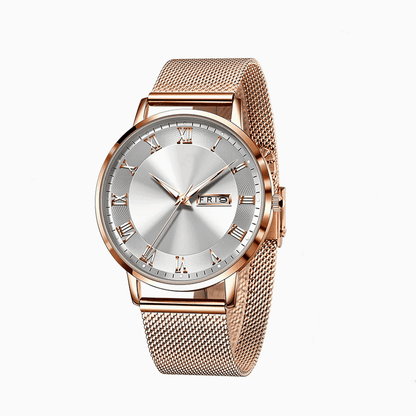 RefinedElegance - Waterproof Ladies Watch with Rose Gold Mesh Bracelet