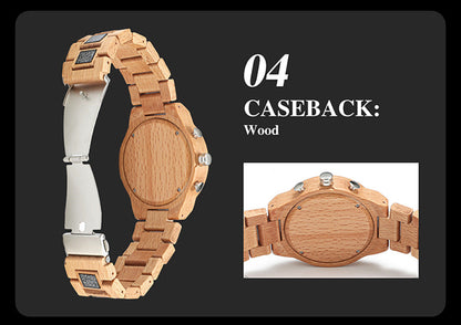 Multifunctional 6 Needles Wooden Mens Watch