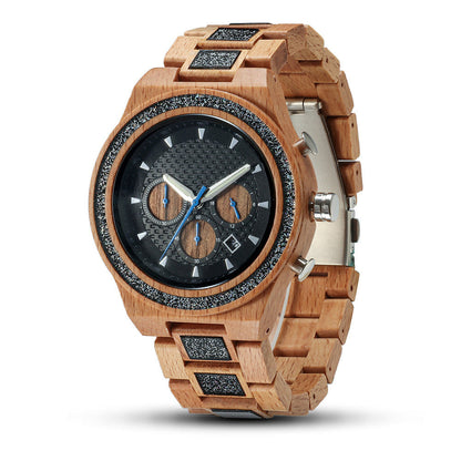 Multifunctional 6 Needles Wooden Mens Watch