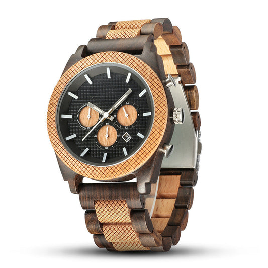 Mens Wood Analog Watch with Customized Engraving