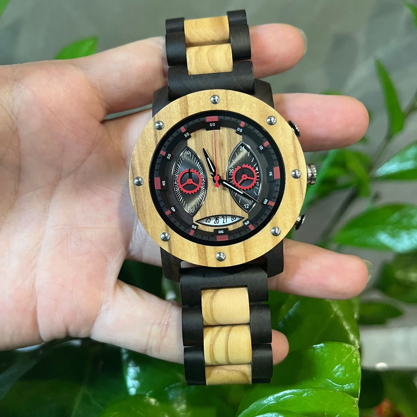 Custom Wood Mens Chronograph Watch