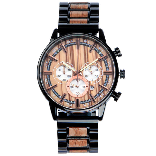 Engraved Mens Wood Watch Multifunctional