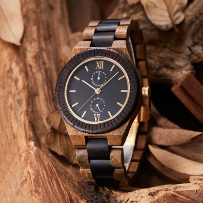 Mens Elegant Wooden Watch with Custom Engraving