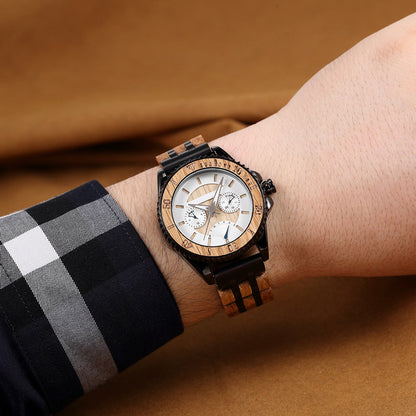 Engraved Elegant Wooden Mens Watch