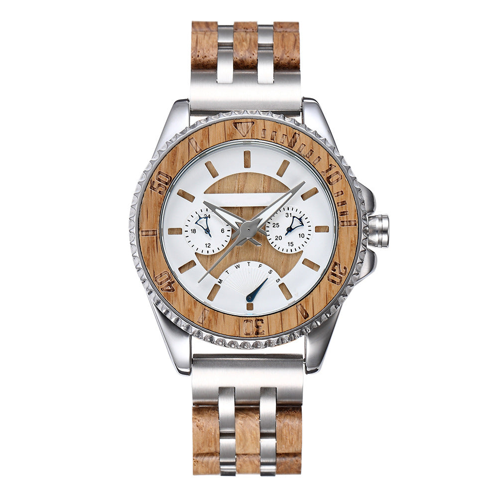 Engraved Elegant Wooden Mens Watch