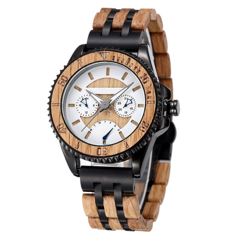 Engraved Elegant Wooden Mens Watch