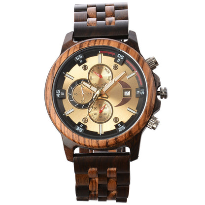 Multifunctional Mens Wooden Watch with Customized Engraving