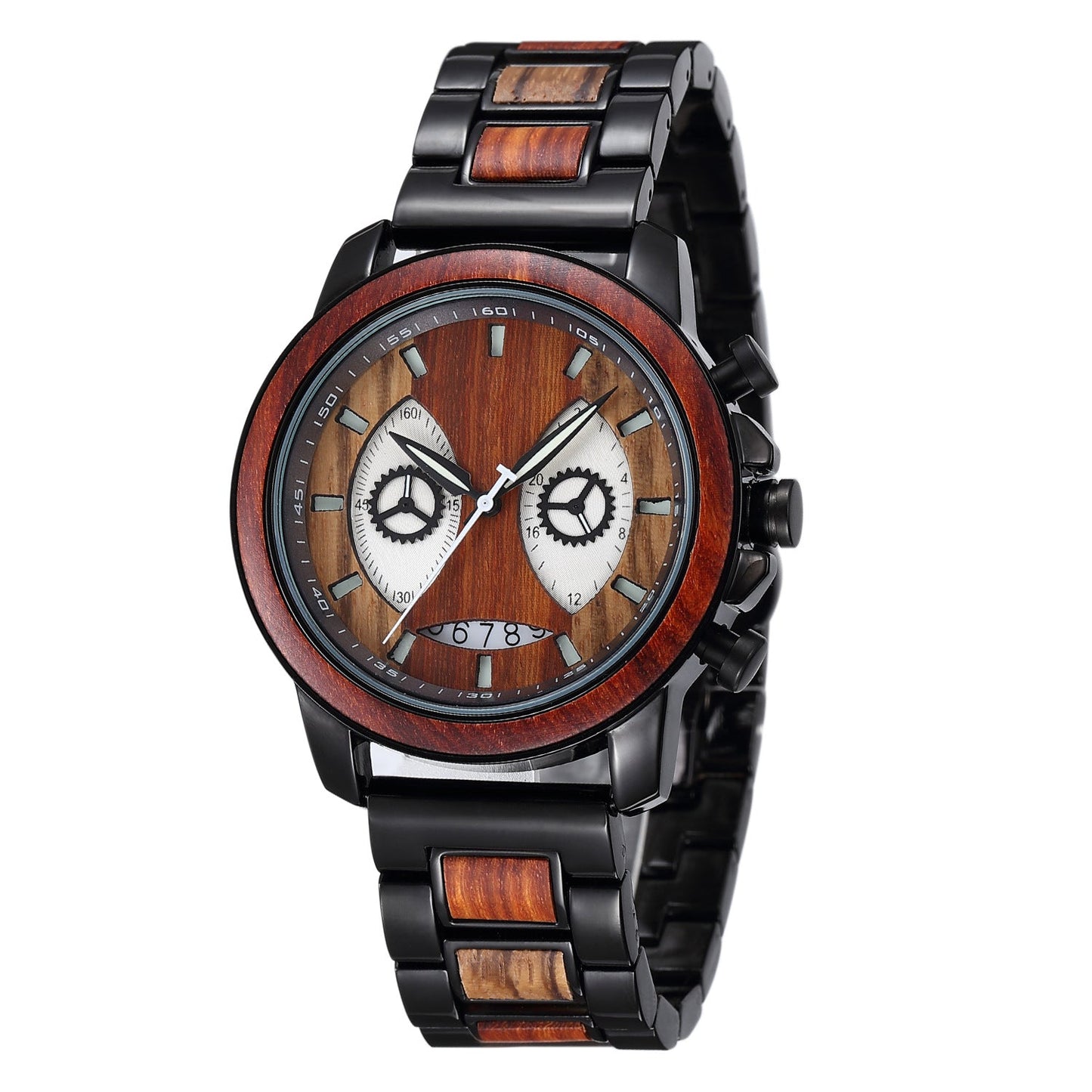 Mens Wooden Multifunctional Watch