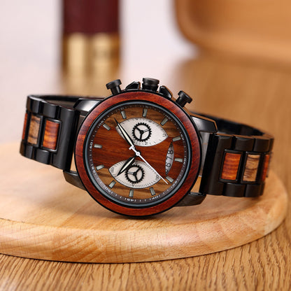 Mens Wooden Multifunctional Watch