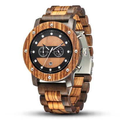 Mens Wooden Analog Watch with Customized Engraving