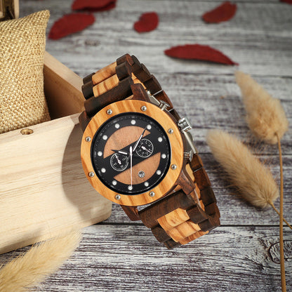 Mens Wooden Analog Watch with Customized Engraving