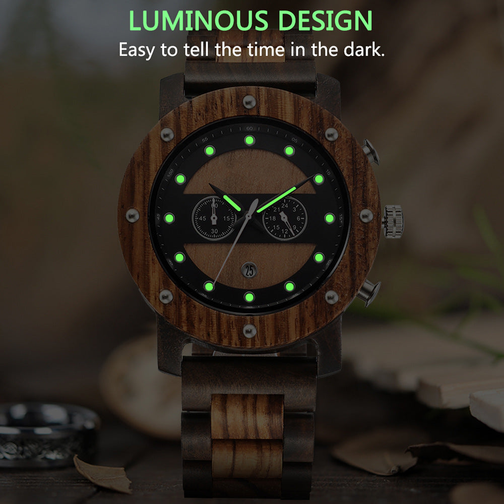 Mens Wooden Analog Watch with Customized Engraving