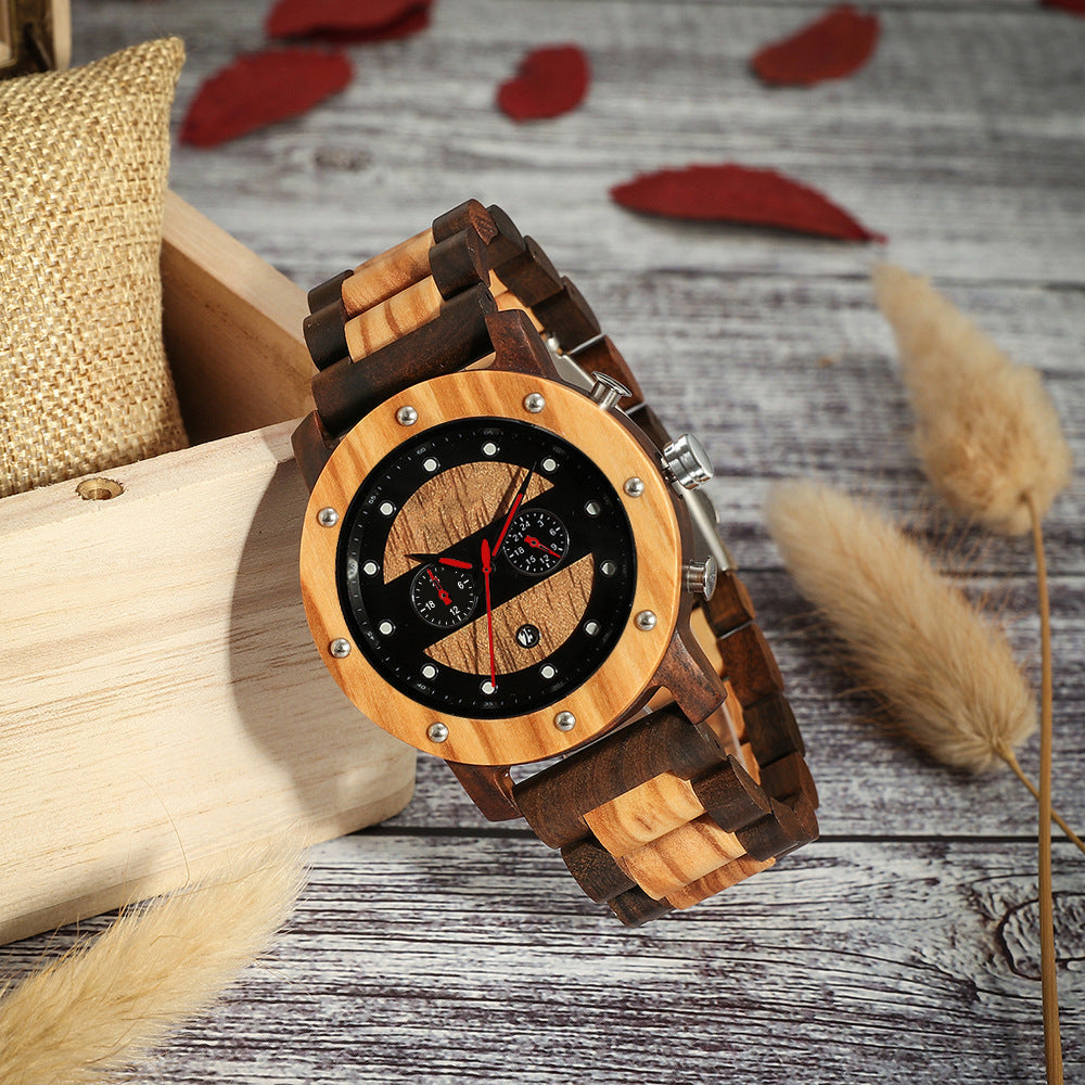 Mens Wooden Analog Watch with Customized Engraving