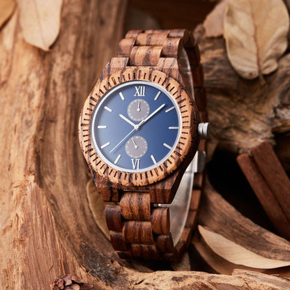 Mens Wooden Elegant Watch with Custom Engraving